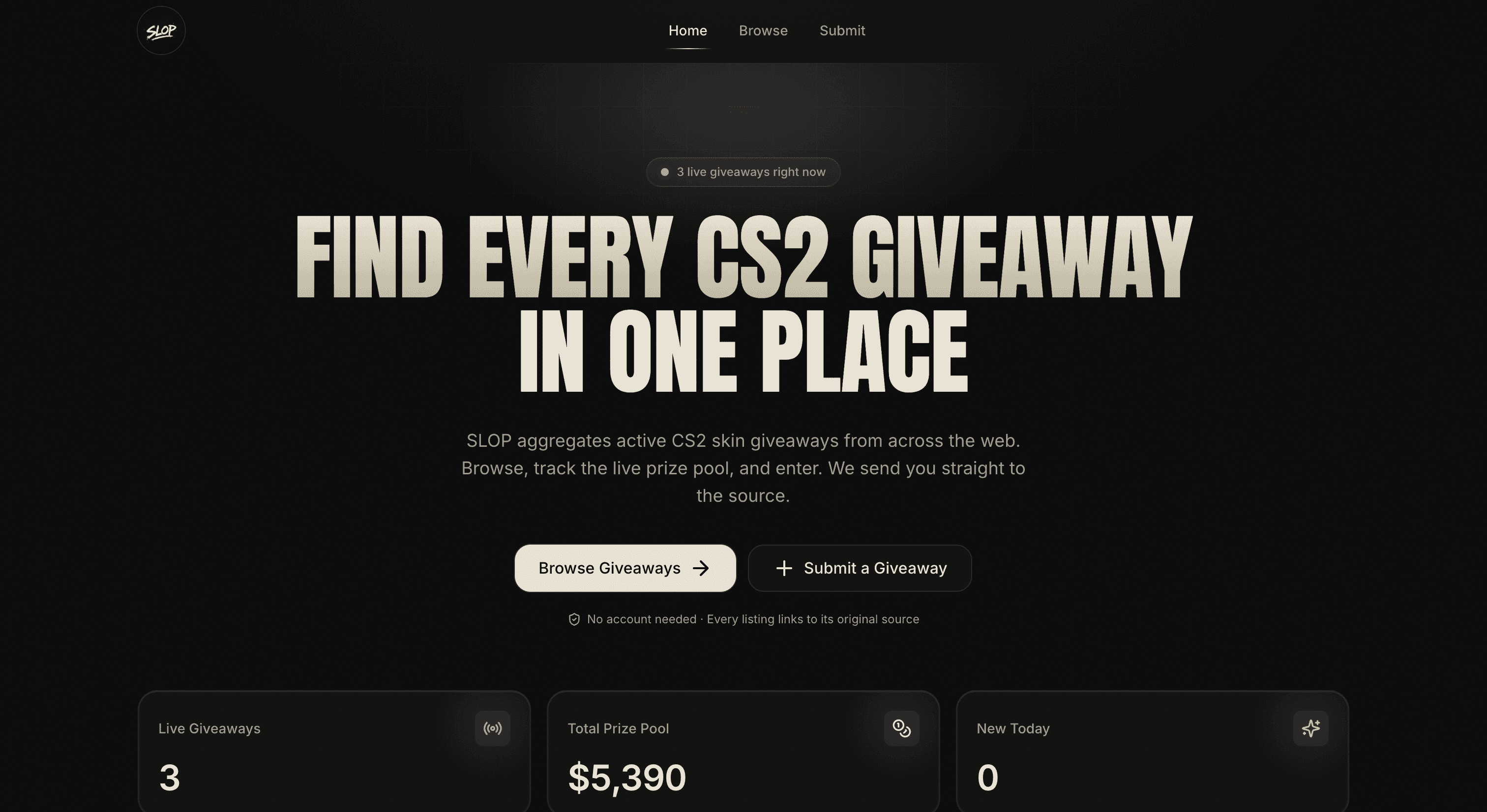 Cs2Slop — CS2 Giveaway Aggregator